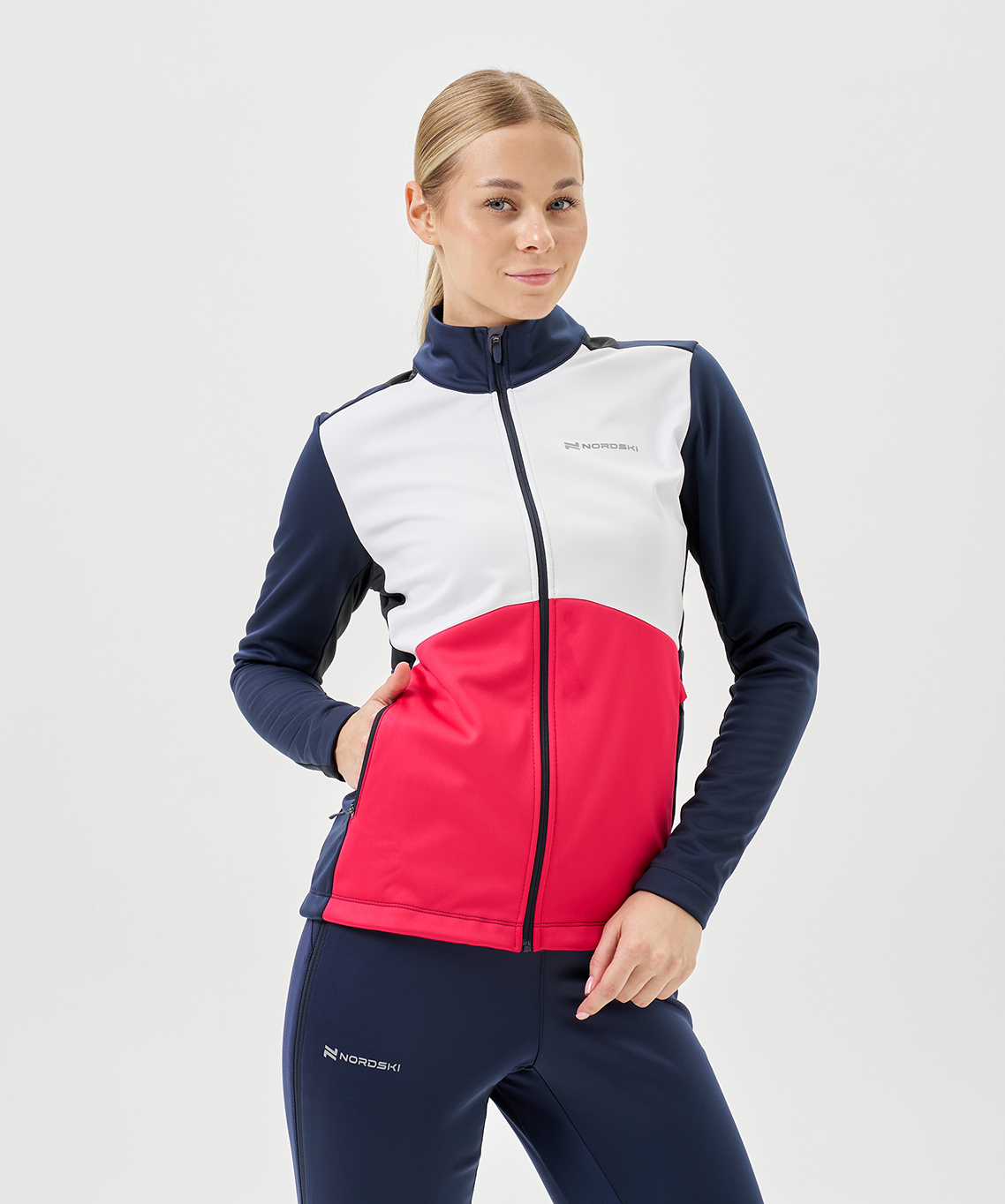 Тренировочная куртка Nordski Advance White/Pink/Blueberry W